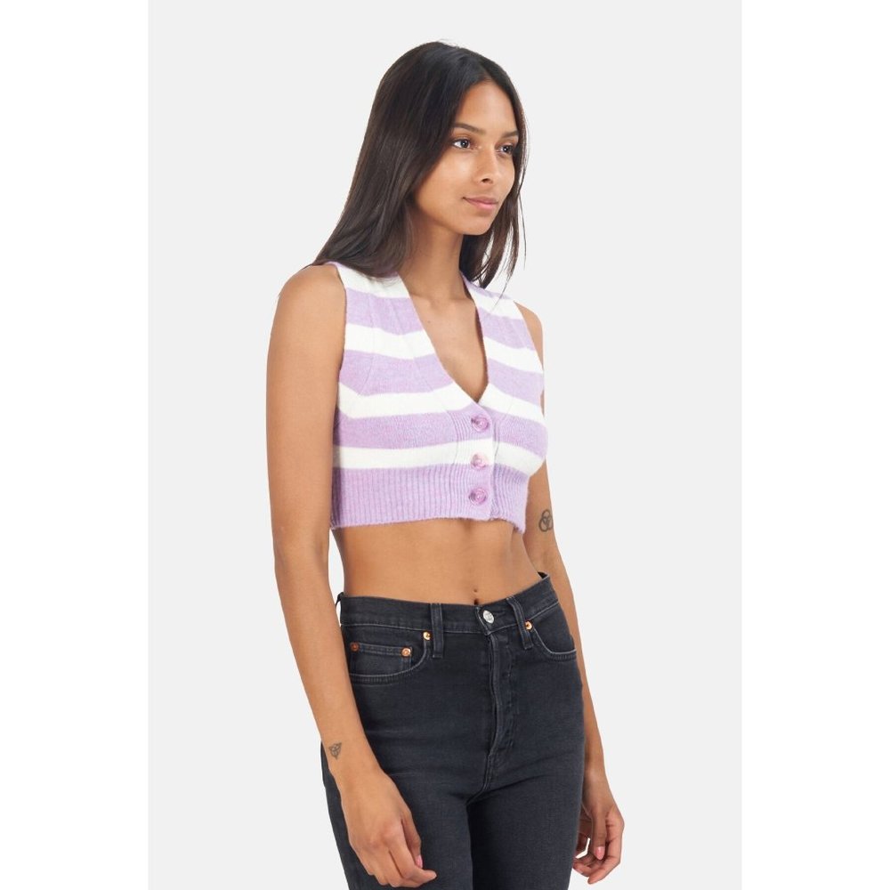 For Love and Lemons Maud Cropped Sweater Vest in Purple NWT size Medium - Picture 3 of 9